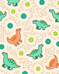 Cartoon Dinosaurs With Floral Accents Rug