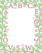 Pink Letters Green Vine Border Rug