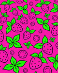 Vibrant Pink Strawberry Leaf Cluster Rug