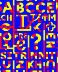 Bold Alphabet Collage Blue Red Yellow Rug