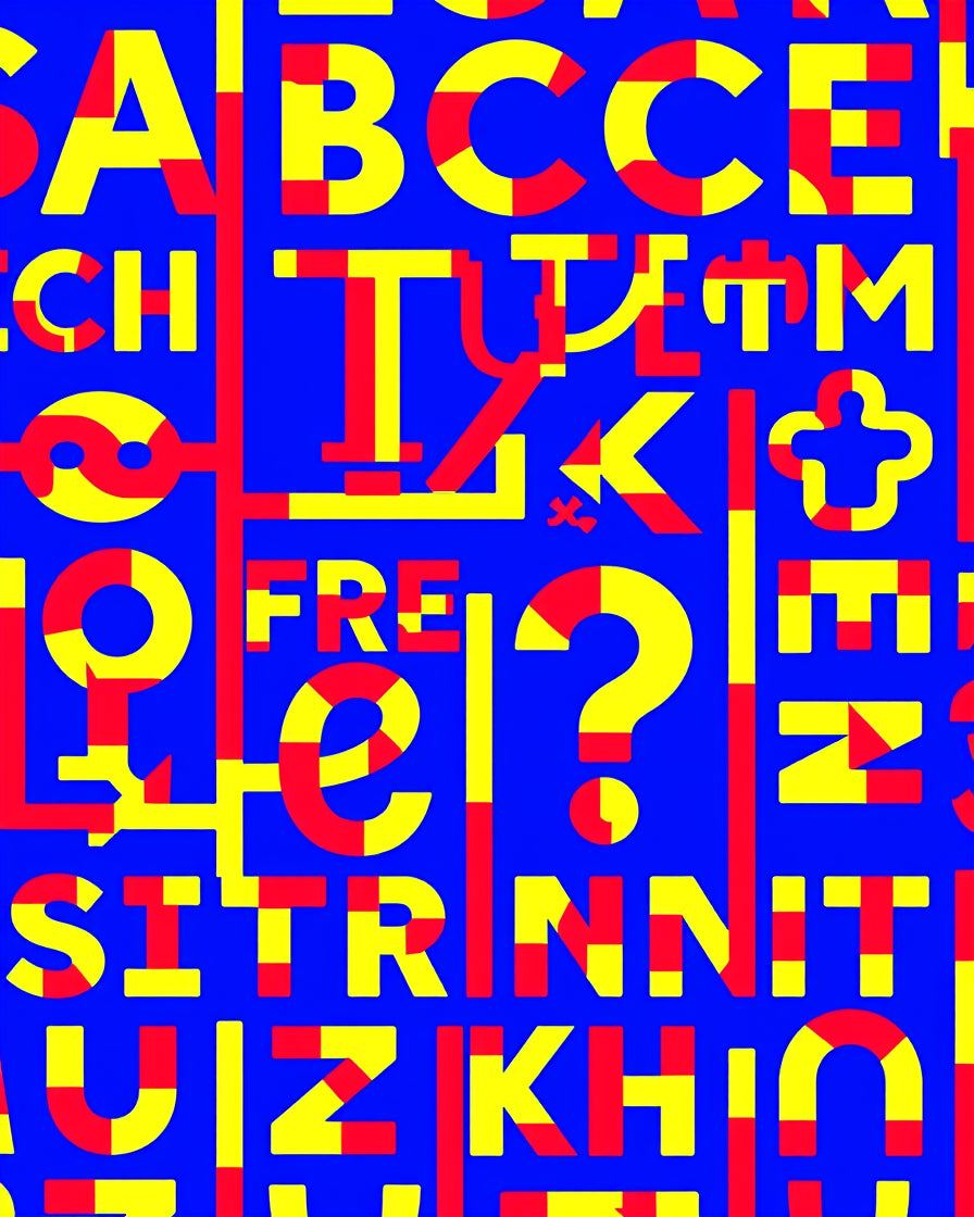 Bold Alphabet Collage Blue Red Yellow Rug