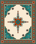 Terracotta Teal Floral Central Star Rug