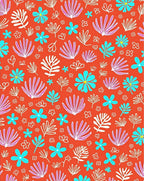 Coral With Turquoise And White Flora Rug