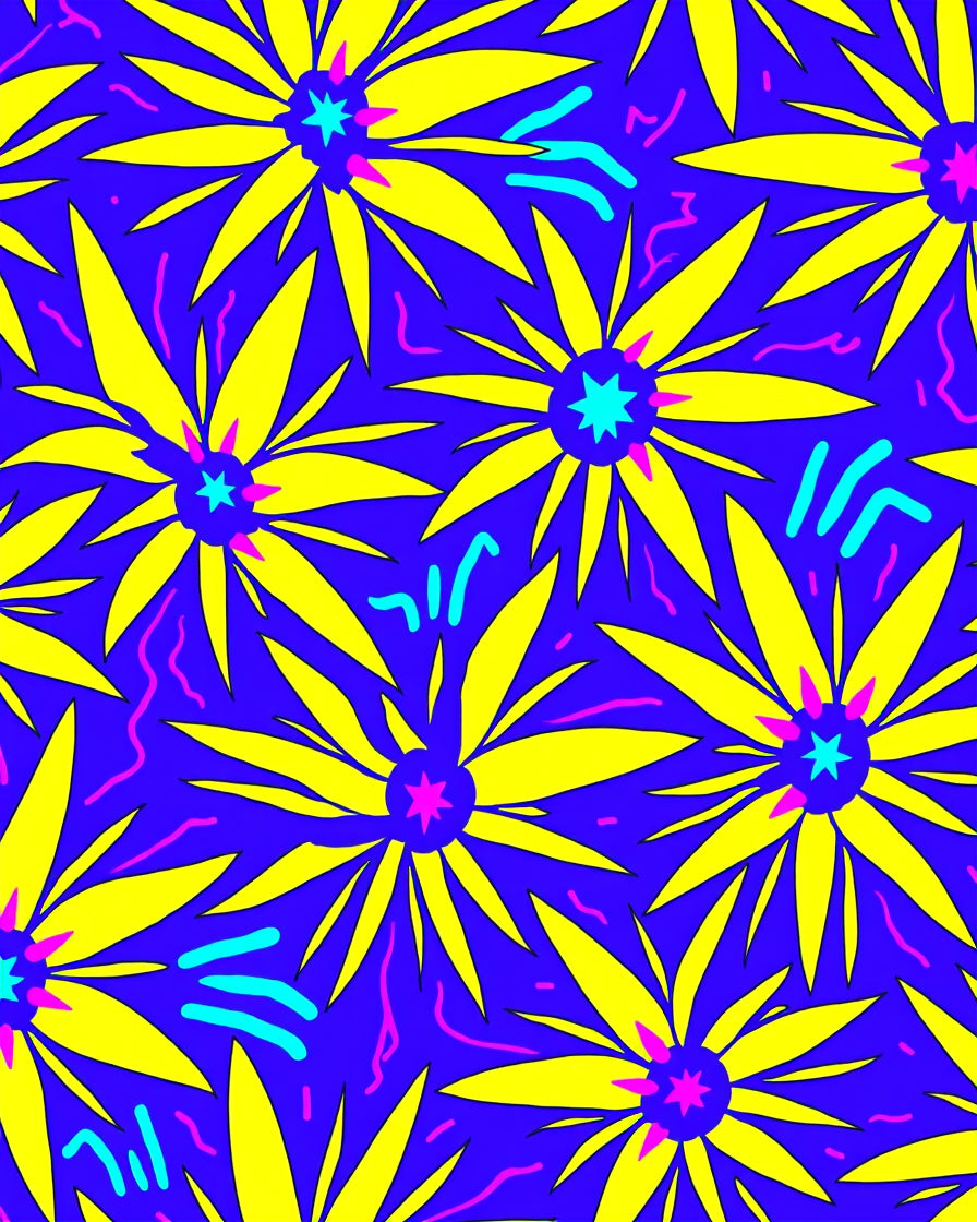 Vibrant Yellow Starburst Floral Statement Rug