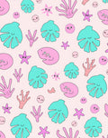 Cute Ocean Creatures Pink Teal Repeating Rug