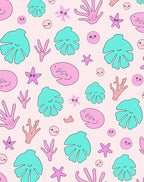Cute Ocean Creatures Pink Teal Repeating Rug