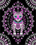 Pink Feline Mandala Art Rug
