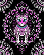 Pink Feline Mandala Art Rug