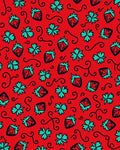 Red Strawberry Floral Vine Rug