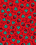 Red Strawberry Floral Vine Rug