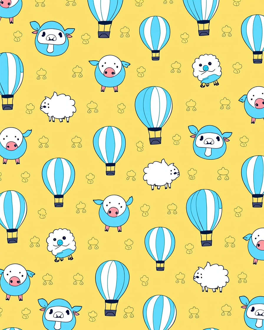 Playful Sheep Hot Air Balloon Adventure Rug