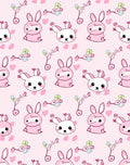 Cute Pink Bunny Heart Bird Repeat Rug