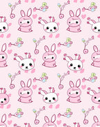 Cute Pink Bunny Heart Bird Repeat Rug