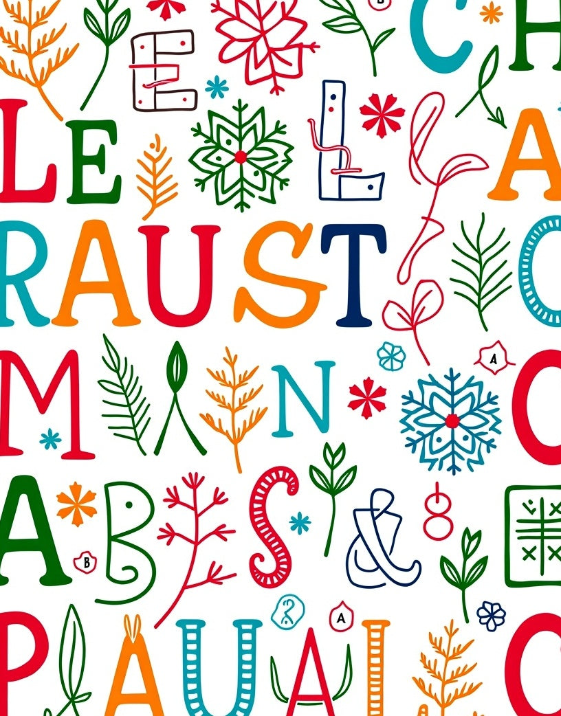 Colorful Alphabet Letters and Florals Rug