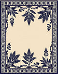 Indigo Leaves Ornate Border Rug