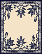 Indigo Leaves Ornate Border Rug