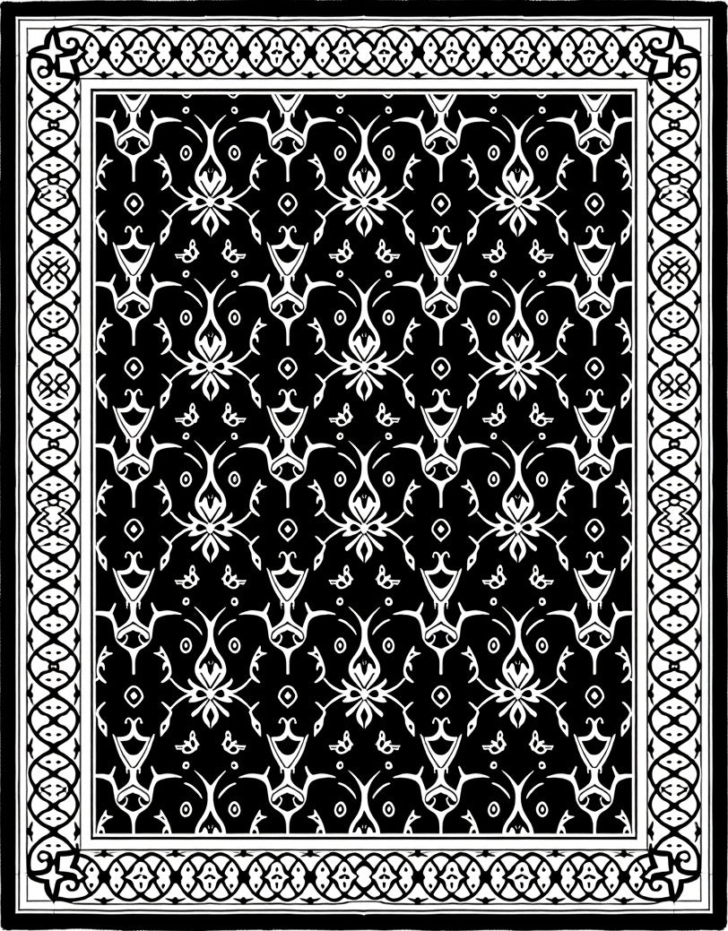 Monochromatic Ornamental Allover Filigree Rug