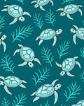 Teal Sea Turtle Coral Scene Rug