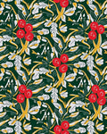Deep Green Red Berry Floral Botanical Rug