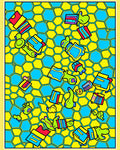 Whimsical Yellow Blue Cartoon Creatures Rug