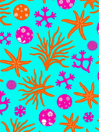Vibrant Coral Starfish Marine Life Rug