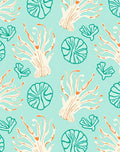 Coastal Coral Turquoise Whimsical Organic Rug