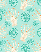 Coastal Coral Turquoise Whimsical Organic Rug