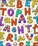 Alphabet Soup Colorful Retro Letters Rug