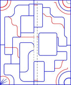 Abstract Blue Red Geometric Intersecting Lines Rug