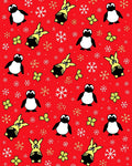 Whimsical Penguin Snowflakes Red Rug