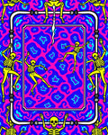 Yellow Skeletons Vibrant Psychedelic Frame Rug