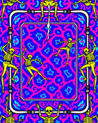 Yellow Skeletons Vibrant Psychedelic Frame Rug