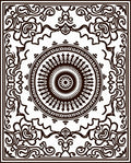 Ornate Black and White Mandala Border Rug