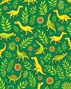 Bright Yellow Green Dinosaur Jungle Rug