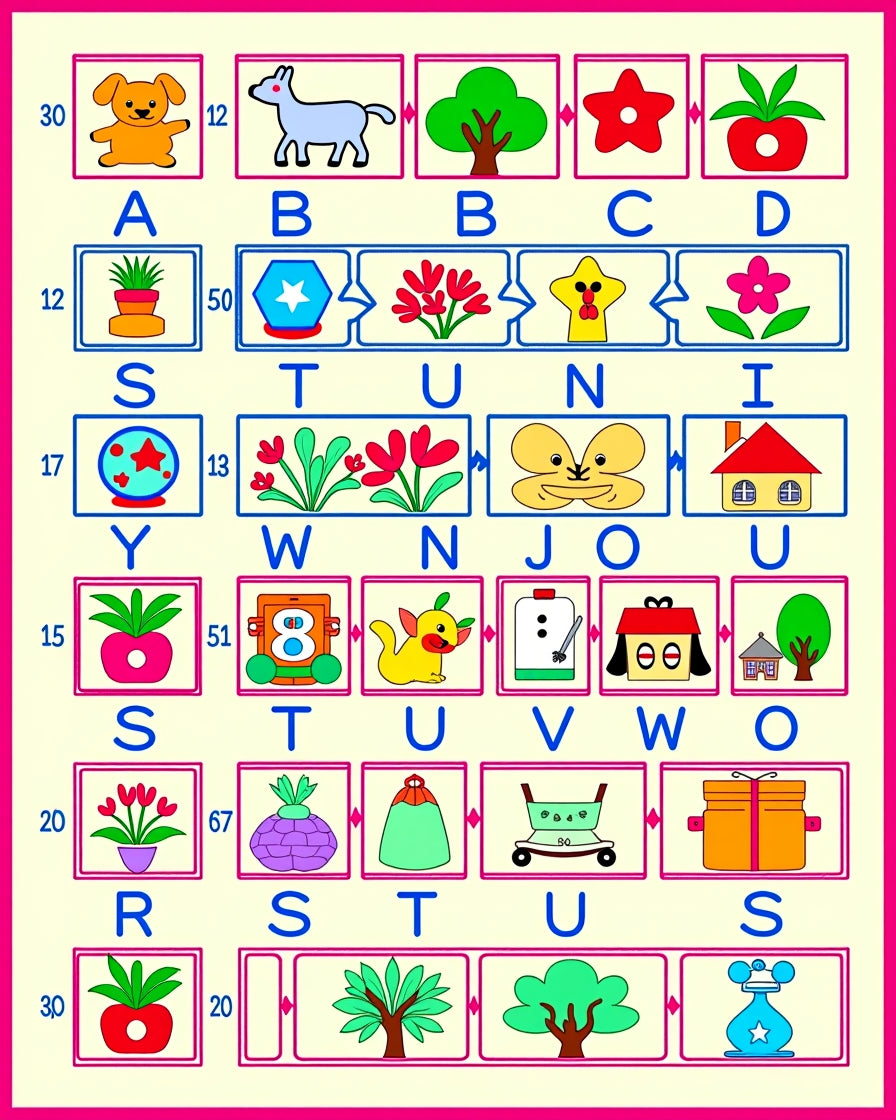 Alphabetical Educational Graphic Objects Rug