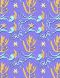 Golden Star Blue Swirls Yellow Leaves Rug