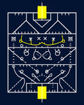 Navy Blue White Yellow Football Tactics Rug