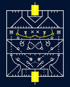 Navy Blue White Yellow Football Tactics Rug