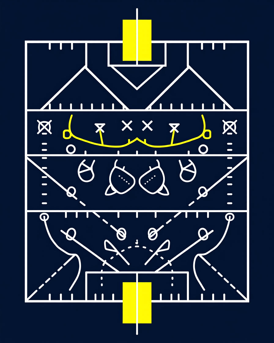 Navy Blue White Yellow Football Tactics Rug
