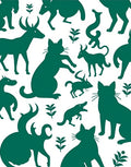 Deep Green Forest Animal Silhouettes Rug