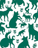 Deep Green Forest Animal Silhouettes Rug