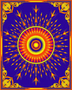 Vibrant Sunburst Mandala Royal Blue Rug