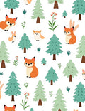 Forest Friends Cute Fox And Rabbit Rug