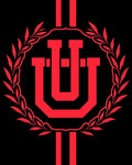 Bold Red Laurel Emblem Rug