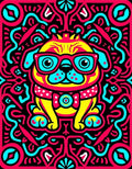Vibrant Pug Pop Art Fun Rug