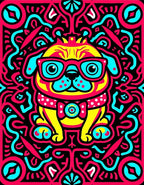 Vibrant Pug Pop Art Fun Rug