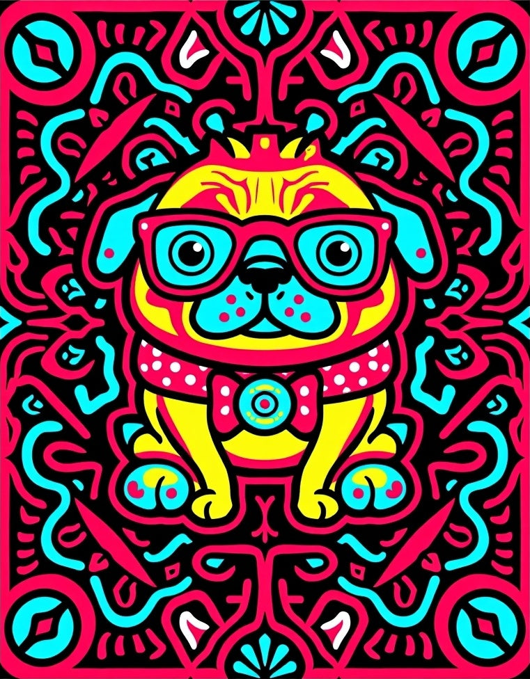 Vibrant Pug Pop Art Fun Rug
