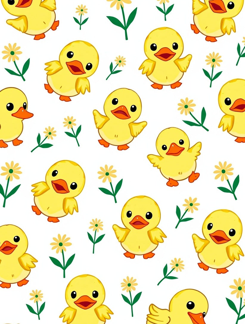 Adorable Yellow Ducklings And Daisies Rug