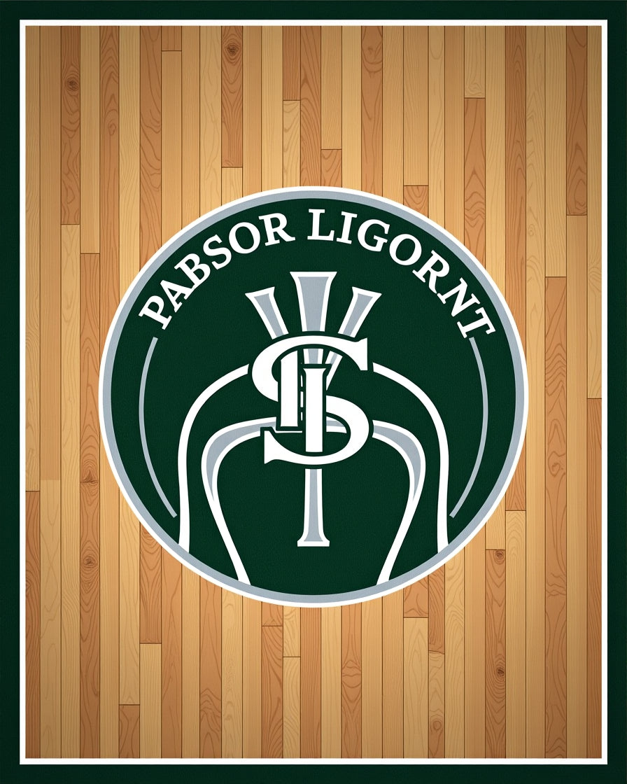 Green Emblem Wood Grain Rug