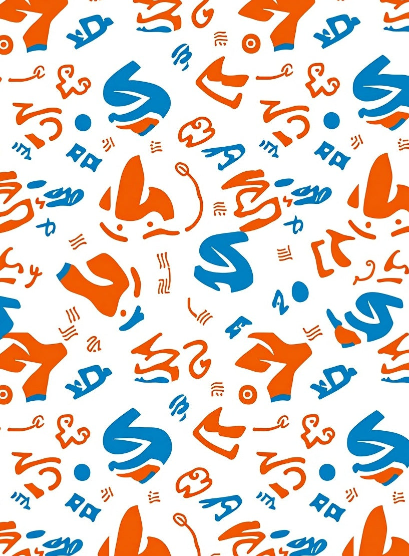 Bold Orange Blue Abstract Forms Rug